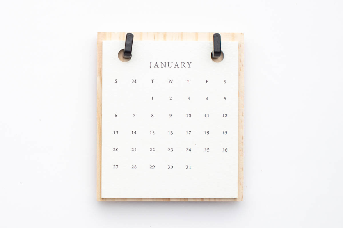 Calendar of January on white wall
